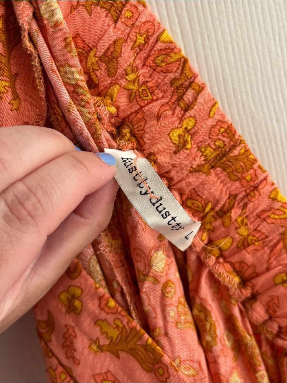 Rustty Dustty Boho Tiered Indie Floral Wrap Maxi Skirt Pink/Orange Women’s Large - Picture 3 of 9